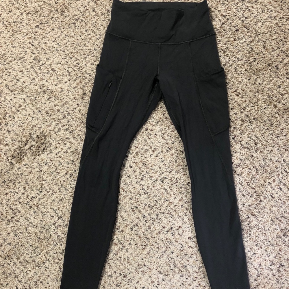Athleta dark grey leggings stash pocket